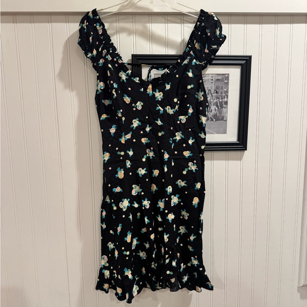 NWT Free People Black Floral Mini Dress